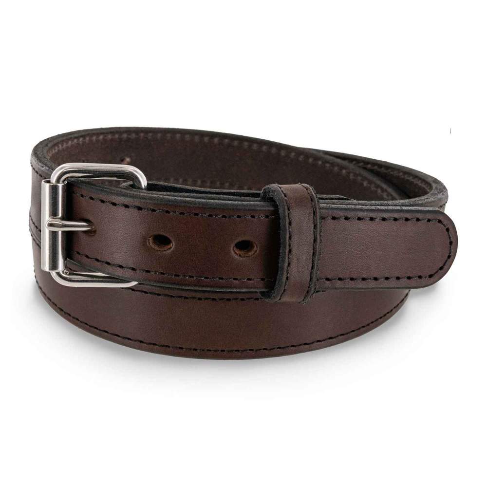 The Xtreme Belt - 1.25" by Hanks Belts is shown in brown with black edging, featuring a heavy-duty roller buckle and multiple adjustment holes, displayed against a white background.